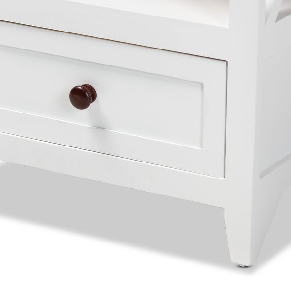 Vesta Modern and Contemporary Single Drawer Wood End table -White