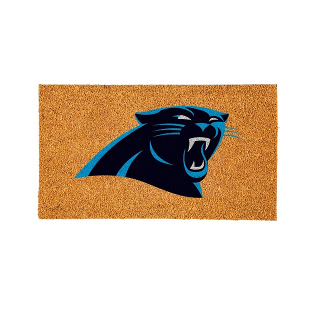 Evergreennflcarolina Panthers Logo Natural Coir 28 X 16 Inches Indoor Outdoor Doormat