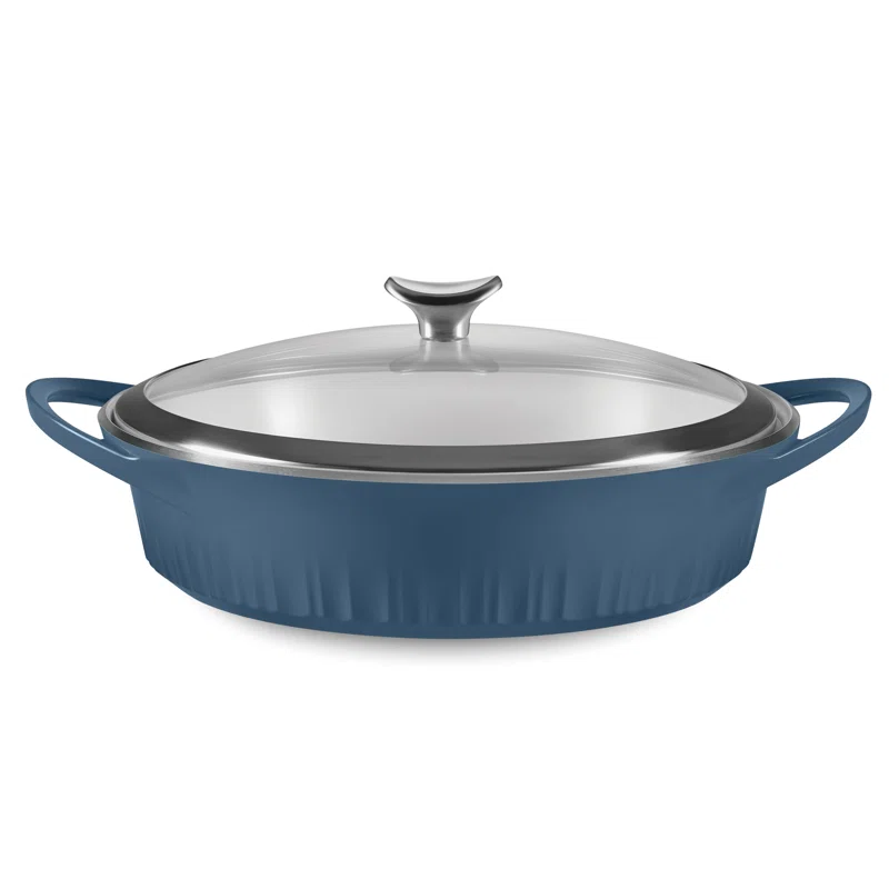 CorningWare 1143629 4 Qt. CorningWare Cast Aluminum Braiser with Lid Blue