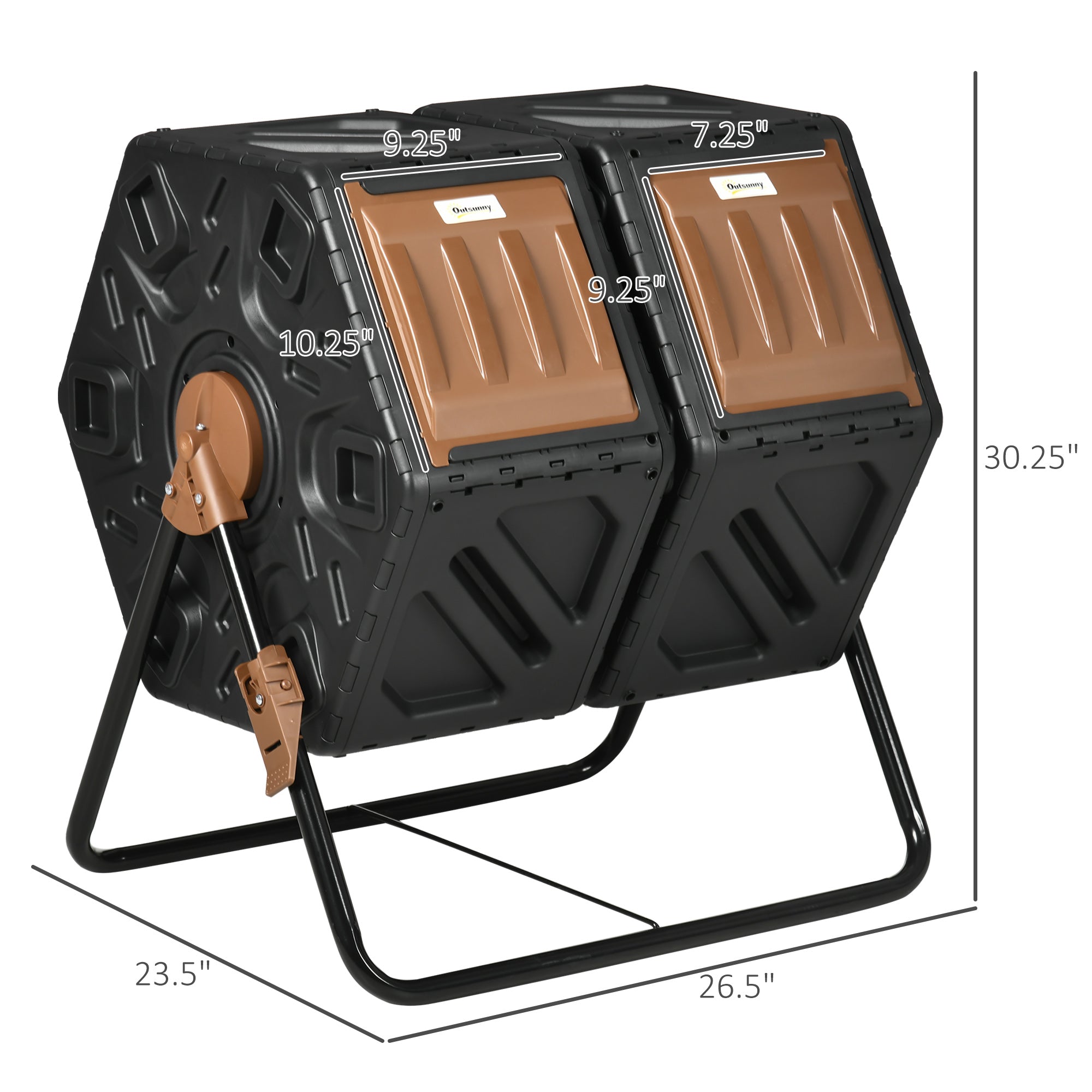 Outsunny 34.5 Gallon Composter Dual Chamber Compost Bin with Steel Legs