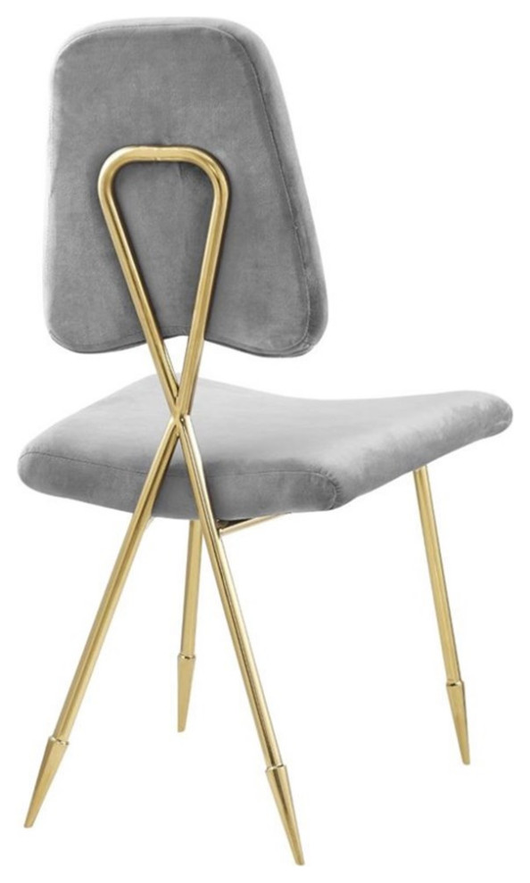 Pemberly Row 19 quotModern Velvet Dining Side Chair in Gray (Set of 2)   Midcentury   Dining Chairs   by Homesquare  Houzz