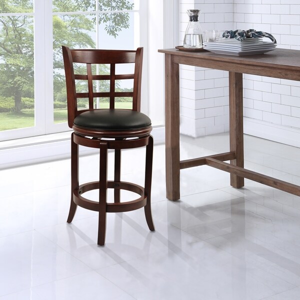 24in. High Back Swivel Wood Counter Stool