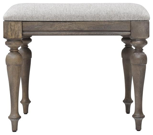 Highland Park Driftwood Gray Wood Vanity Bench   Traditional   Vanity Stools And Benches   by Homesquare  Houzz