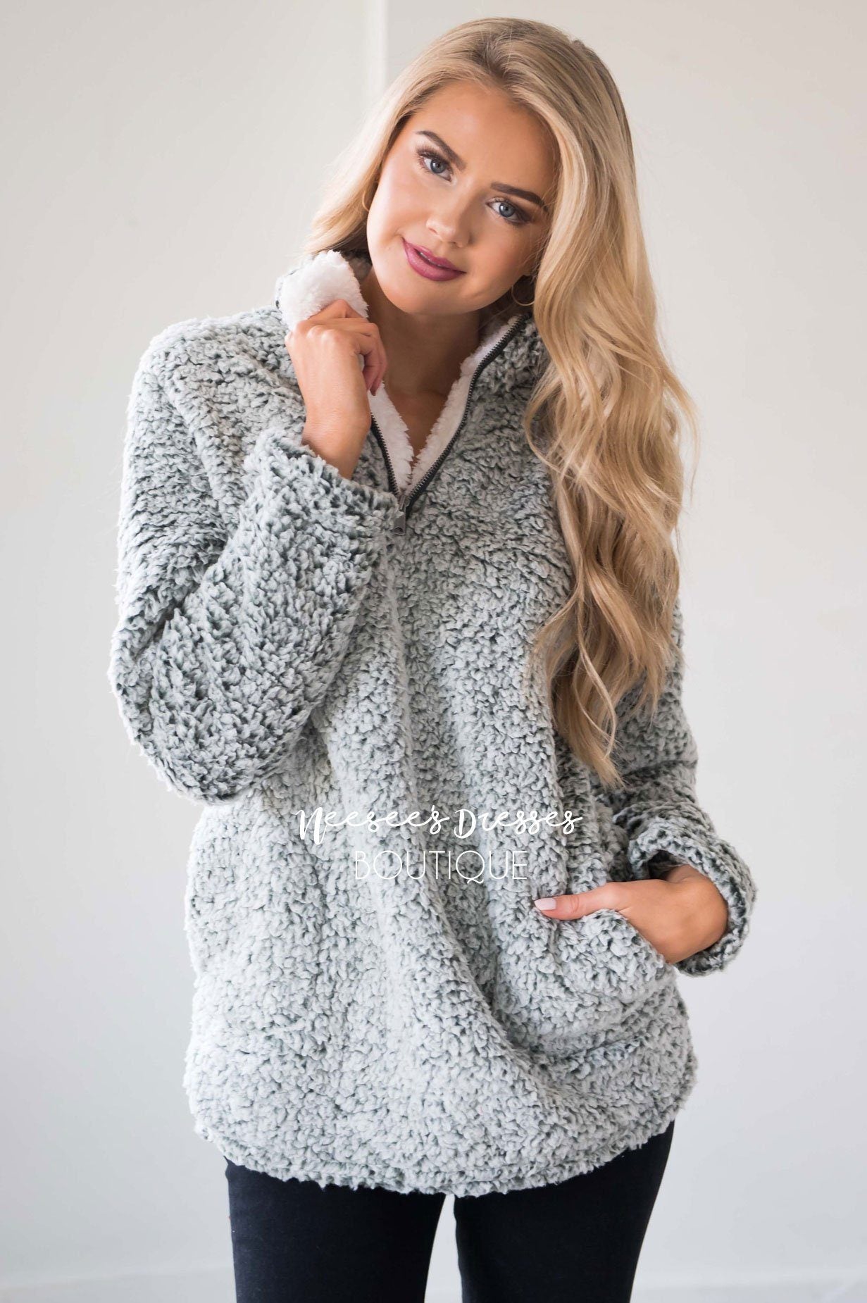 Sherpa Fleece Front Zip Sweater