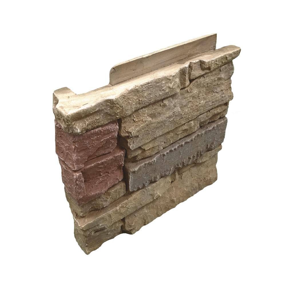 GenStone Stacked Stone Desert Sunrise 12 in. x 1.375 in. x 12 in. Faux Stone Siding Left Corner Panel G2SSDSCPL