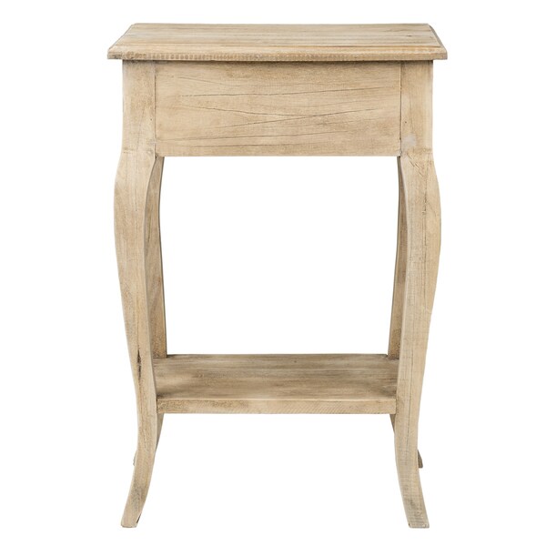 Unfinished Mindi Wood Side Table with Drawer