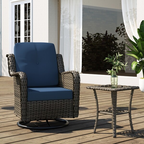 Outdoor Rattan Swivel Gliders Rocking Chair