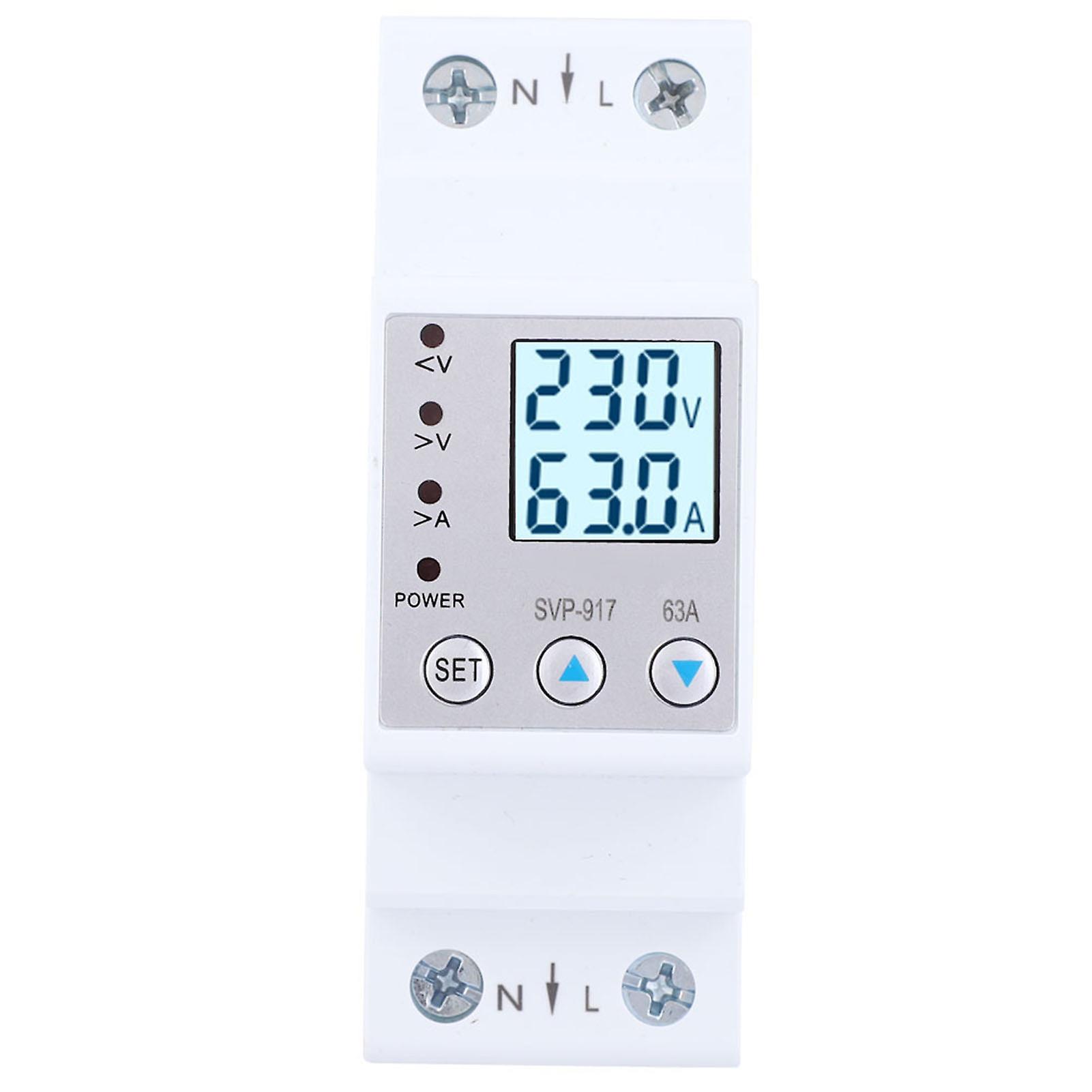 Voltage Protector Single Phase Auto Recovery Protective Device With Voltage Current Power Display(63a )