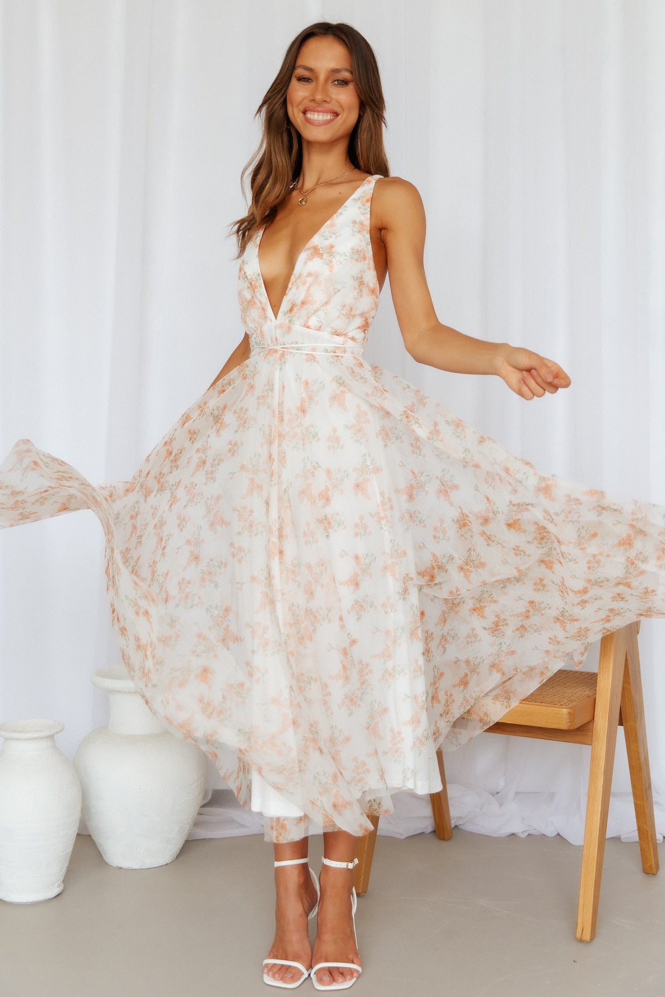 Fly With Me Girl Midi Dress Tangerine