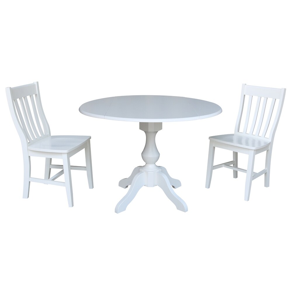 42 In Round Pedestal Drop Leaf Table with 2 Chairs