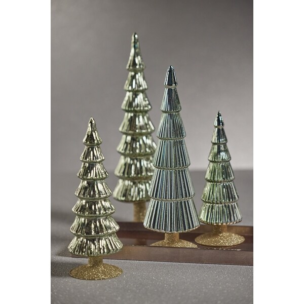 Dembe 9.5 Glass Tree on Gold Glitter Base，Set of 2