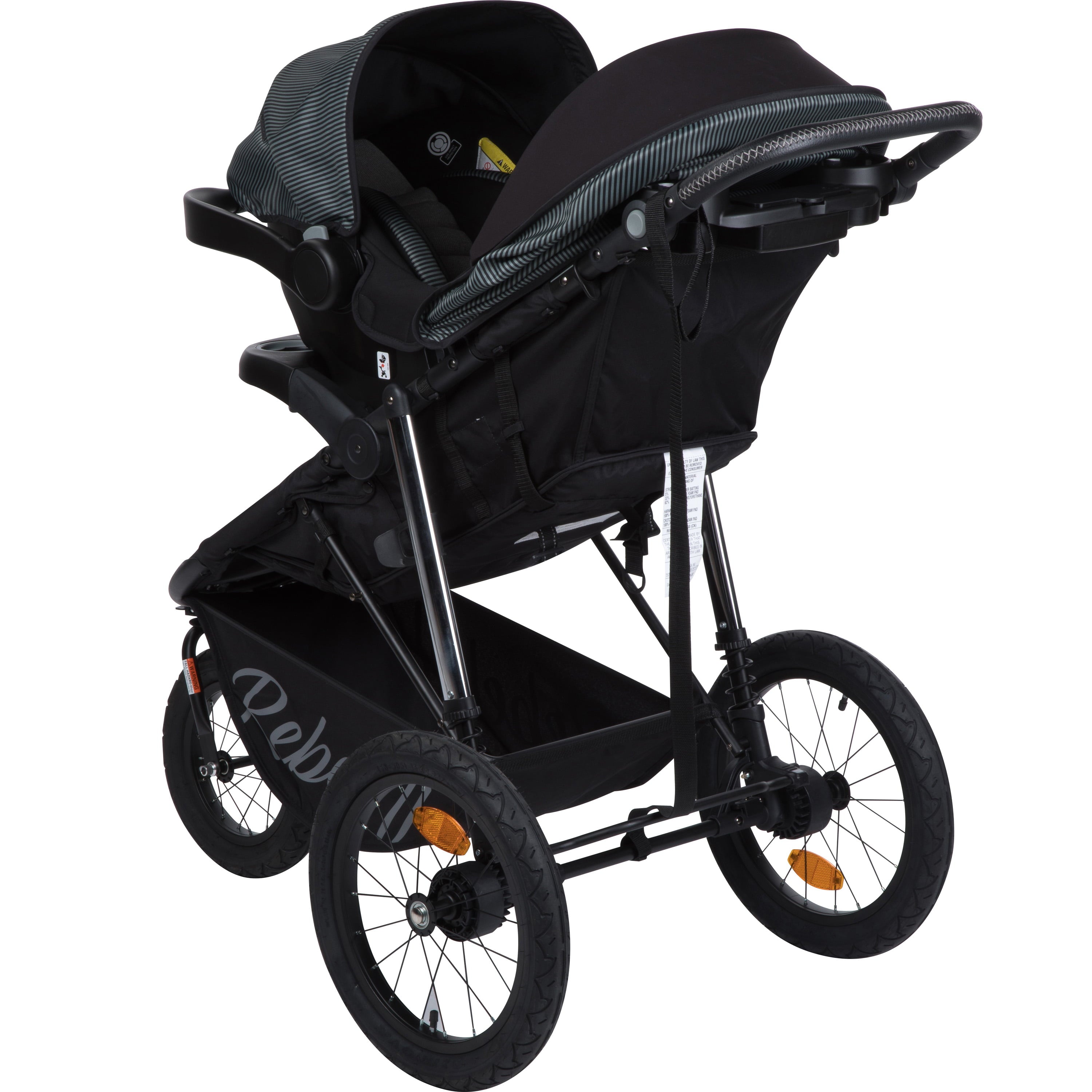 Monbebe Rebel II Travel System, Gray and Black Pinstripe