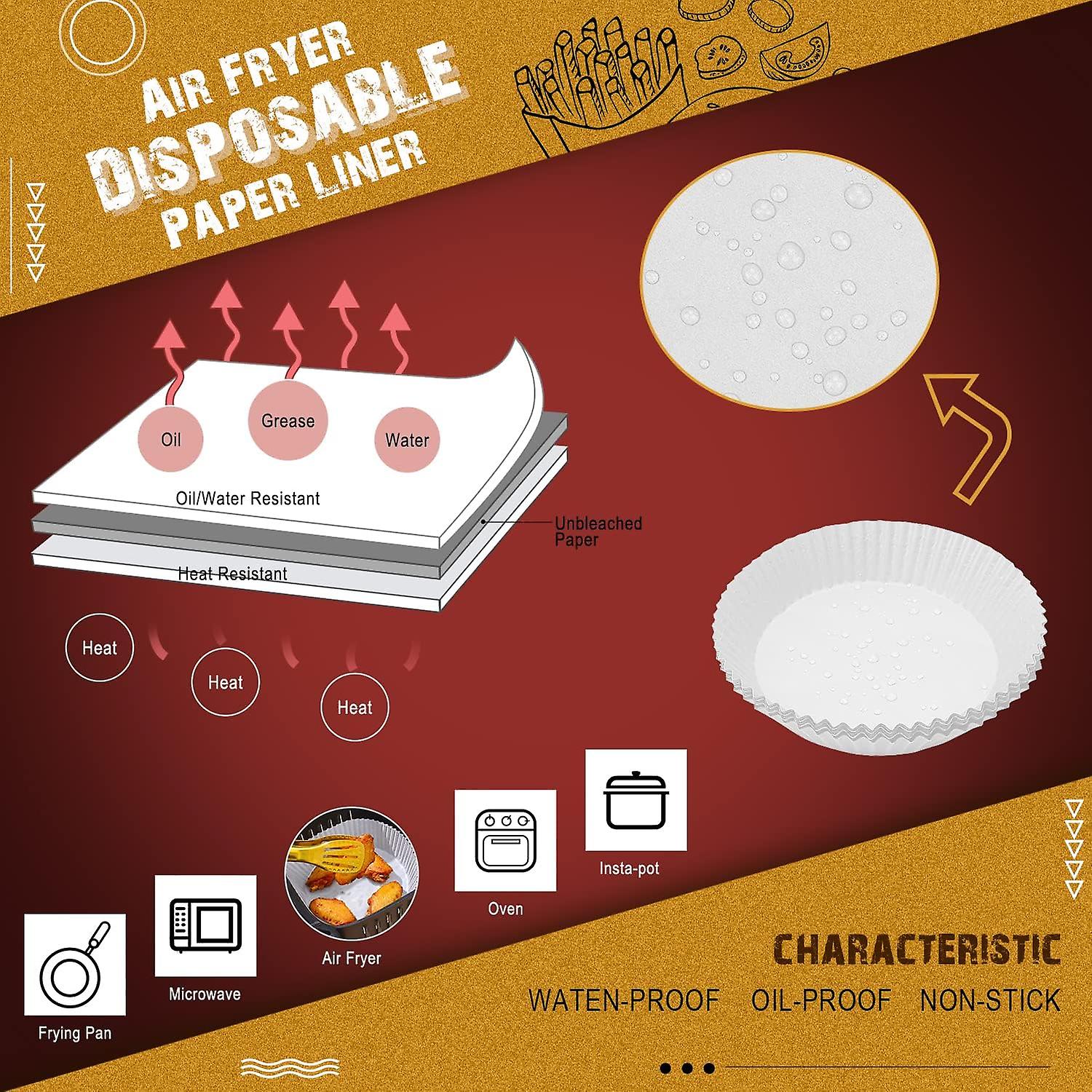 50pcs Air Fryer Disposable Paper Liner - 6.3 Inch Parchment Paper For Air Fryer Baking，microwave Oven，non-stick Air Fryer Paper Liners，food Grade Cook