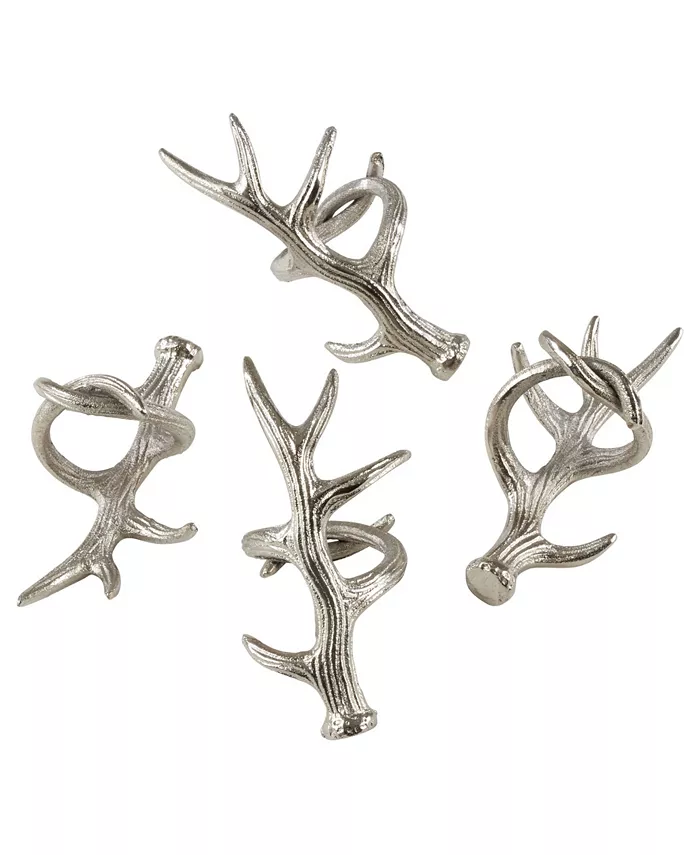 Saro Lifestyle Rustic Napkin Ring With Antler Design Set of 4