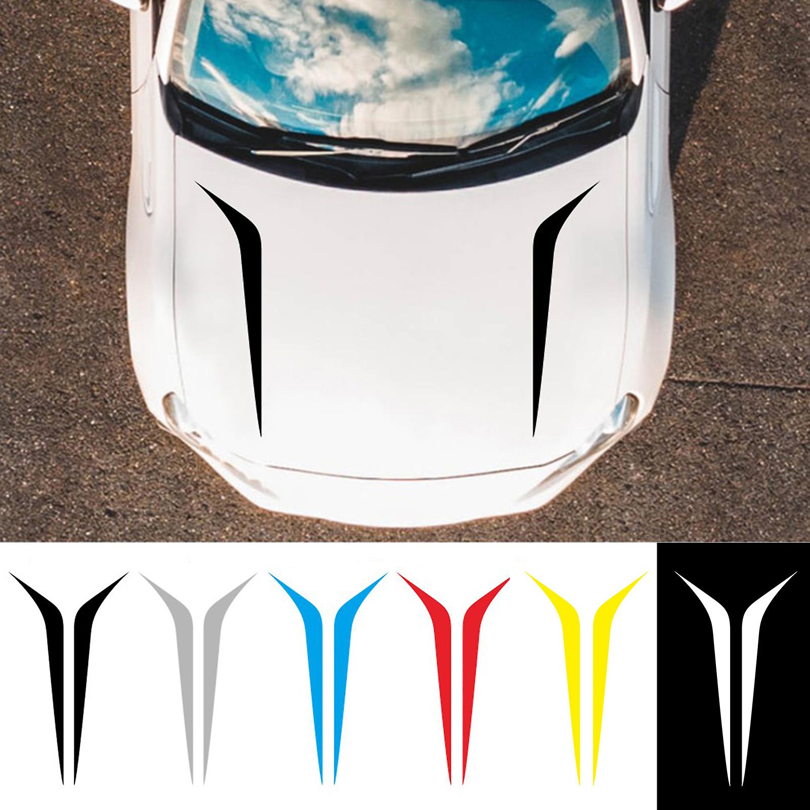 Black 2 Pcs Car Hood Decal Sticker Auto Vinyl Film Long Stripe Decals Diy Sport Styling Stickers