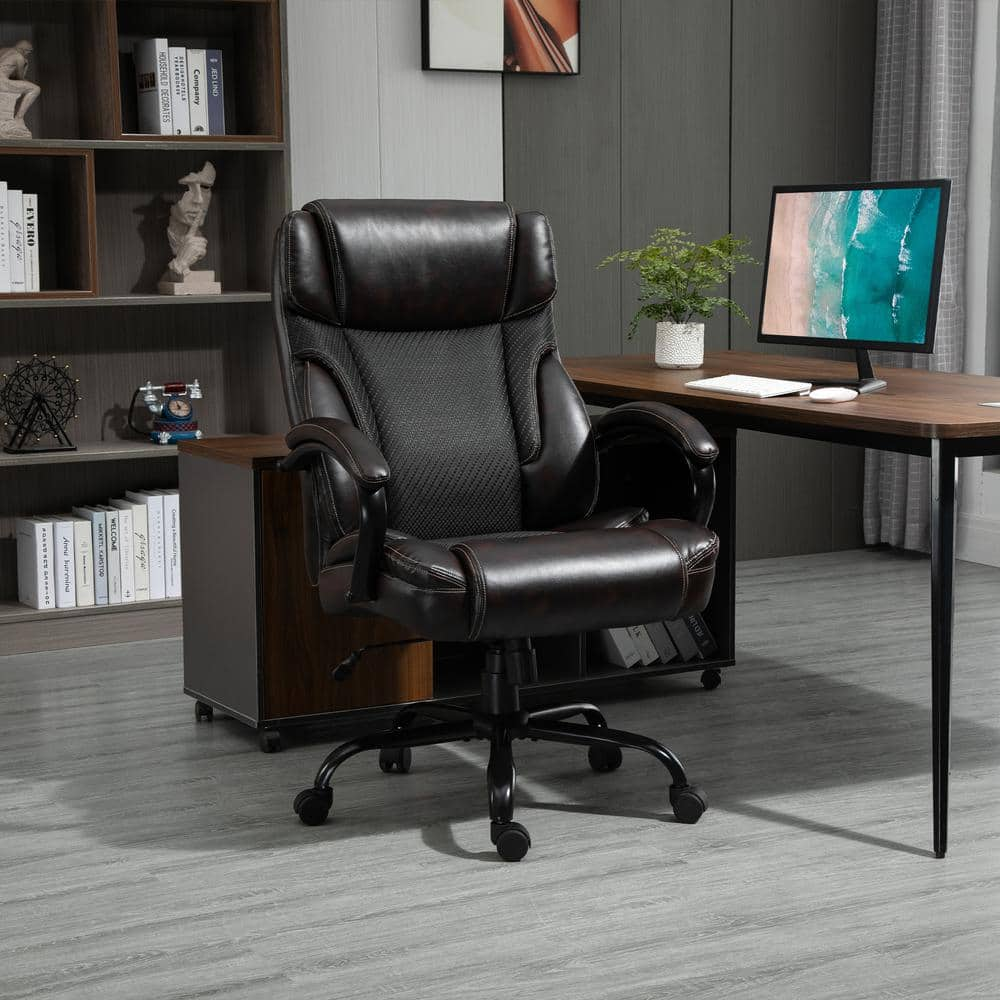 Vinsetto Brown, Big and Tall Ergonomic Executive Office Chair High Back Adjustable Computer Task Chair Swivel PU Leather 921-462