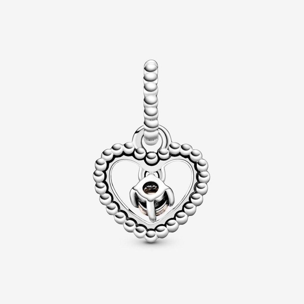 PANDORA  Misty Rose Beaded Heart Dangle Charm