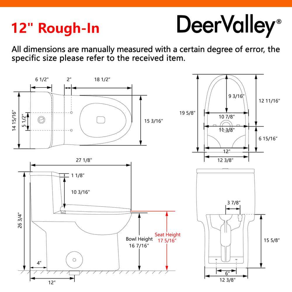 DEERVALLEY Ursa Comfortable Height 12 in Rough in Size 1Piece 08128 GPF Dual Flush Elongated Toilet in White Seat Included