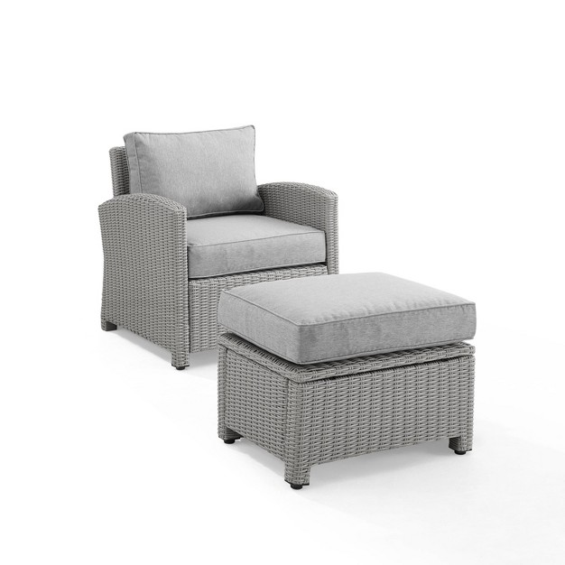 Bradenton 2pc Outdoor Wicker Arm Chair amp Ottoman Set Crosley