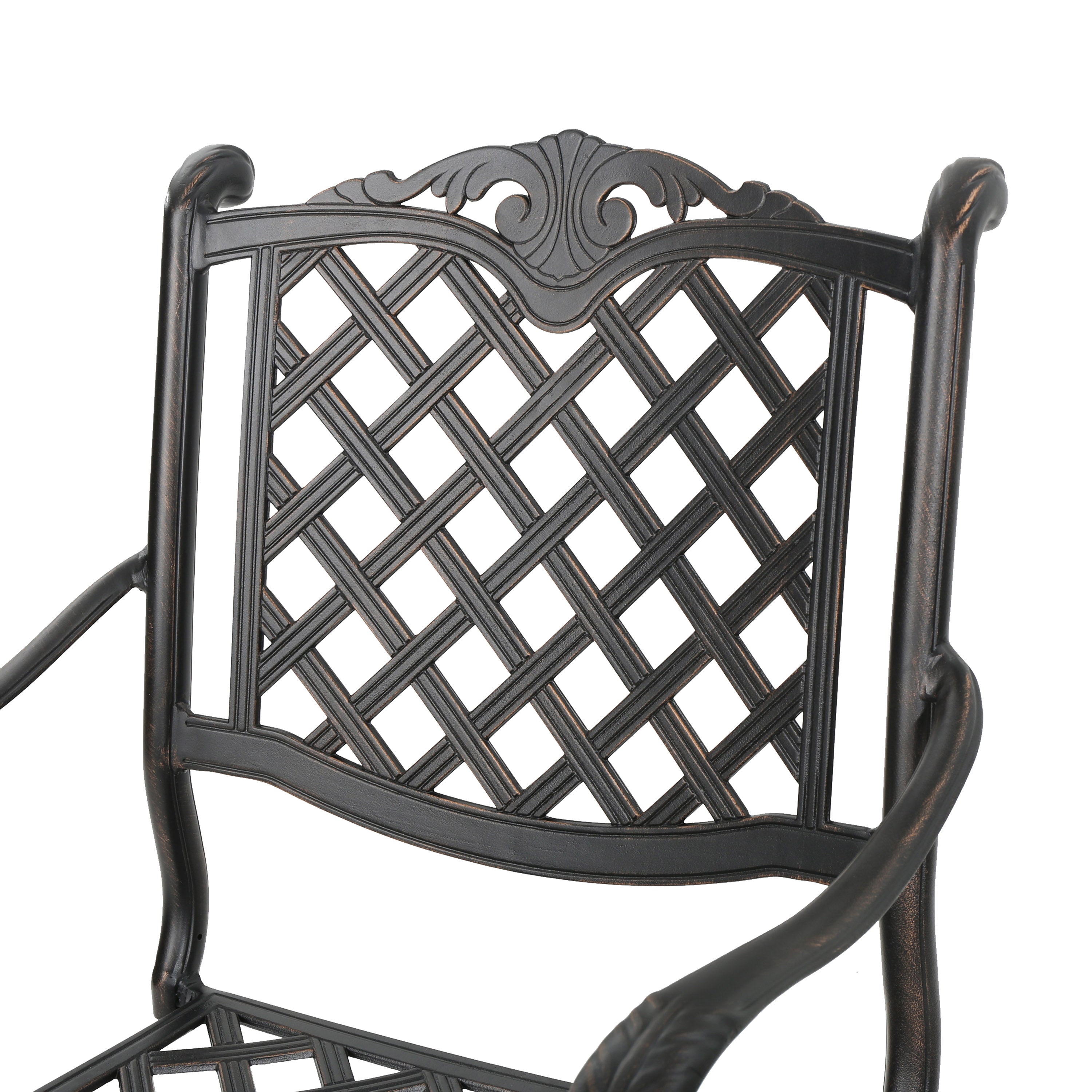 Pomelo Traditional Outdoor Shiny Copper Cast Aluminum Swivel Barstool with Arms