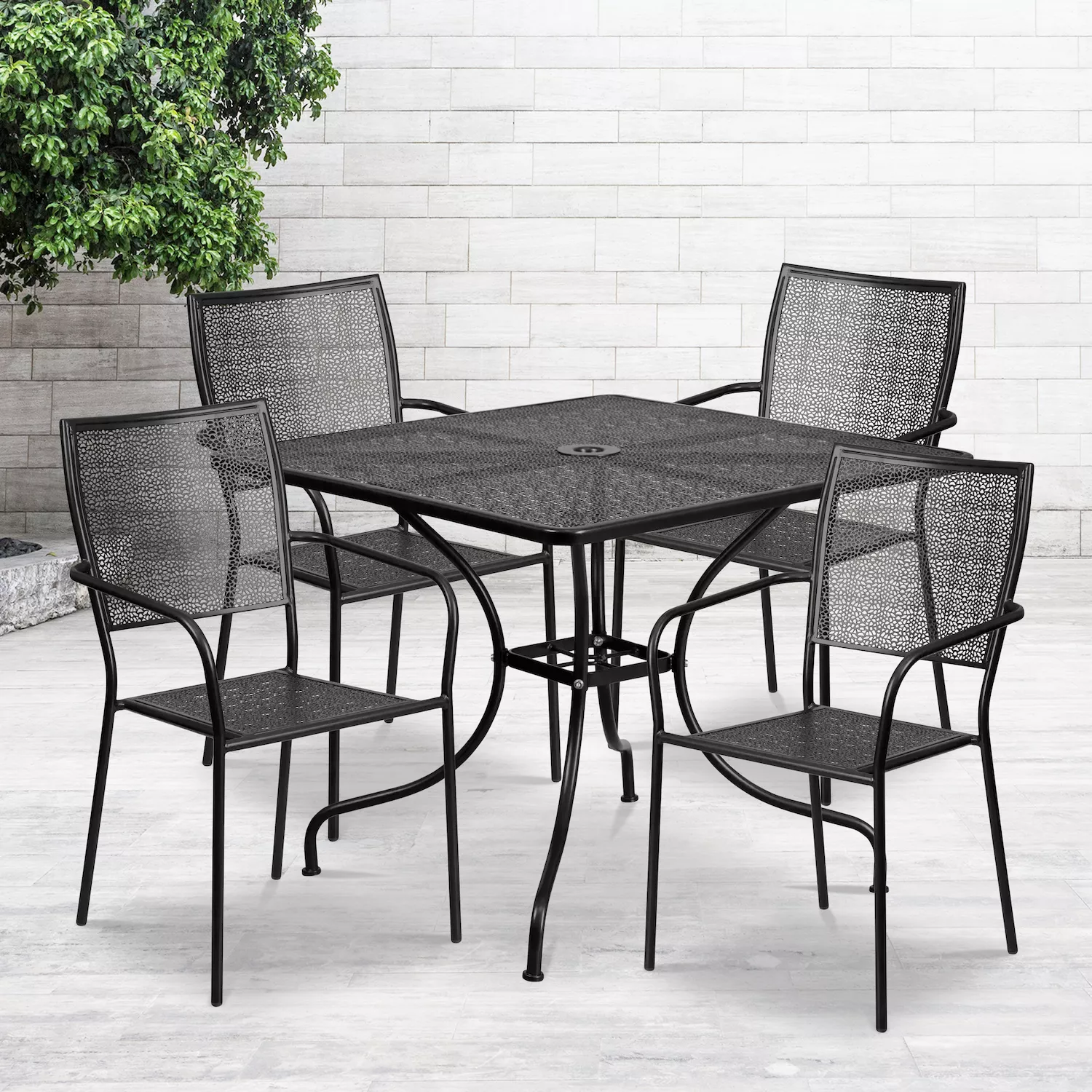 Flash Furniture Commercial Indoor / Outdoor Patio Table and Square Back Chair 5-piece Set