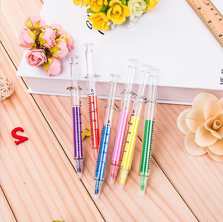 Syringe Pens Ballpoint Gel Pens: Retractable Fun Novelty Pen Black Ink Pens For Nurses Nursing Student School Supplies Stocking Stuffers Random Color