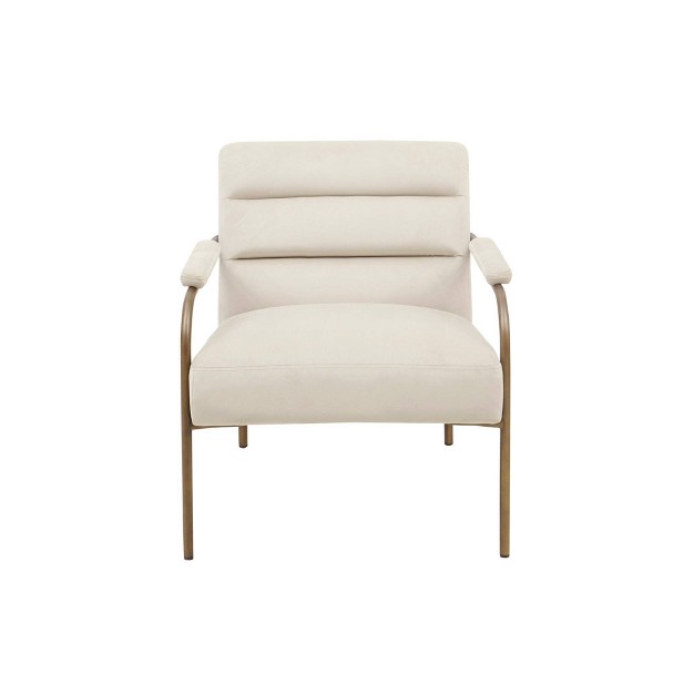 Abbot Upholstered Open Arm Metal Leg Accent Chair Beige Madison Park