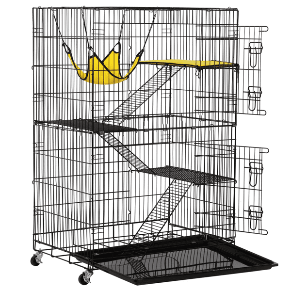 Topeakmart 4-Tier Playpen Cat Cage， Black， 48