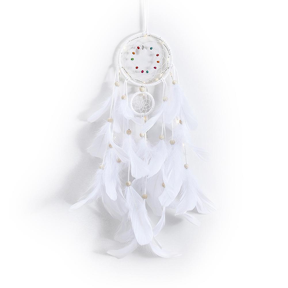 Feather Dream Catchers With Led Light Portable Handmade Wall Hangings Decoration Photography Prop Room Home Decor White