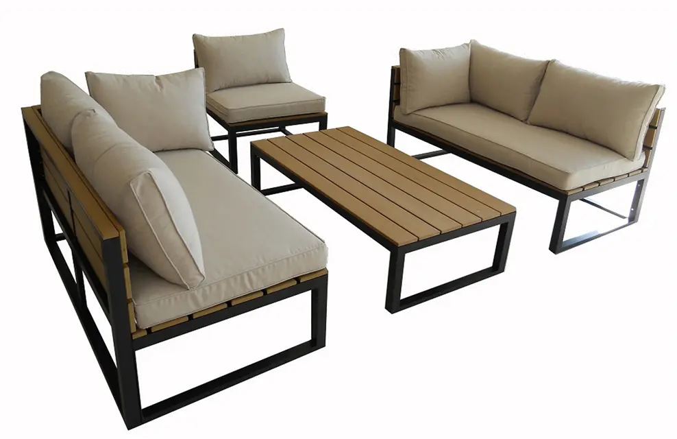 Gibson Natural 4 Piece Outdoor Patio Set - Walker Edison