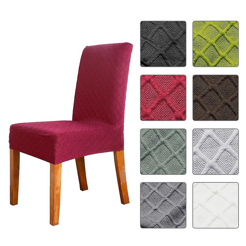 Wine Red 1pcs Stretch Solid Diamond Lattice Dining Chair Cover Slipcover Removable Washable Short Dining Chair Protector Seat Solid Slipcovers For Hot