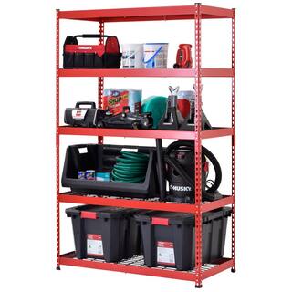 Husky 5-Tier Heavy Duty Steel Garage Storage Shelving Unit in Red (48 in. W x 78 in. H x 24 in. D) MR482478W5-R