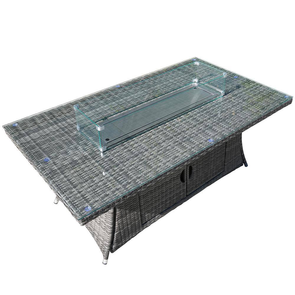 moda furnishings Ada Gray 1-Piece Wicker Patio Fire Pit Table 1106R-T-GR