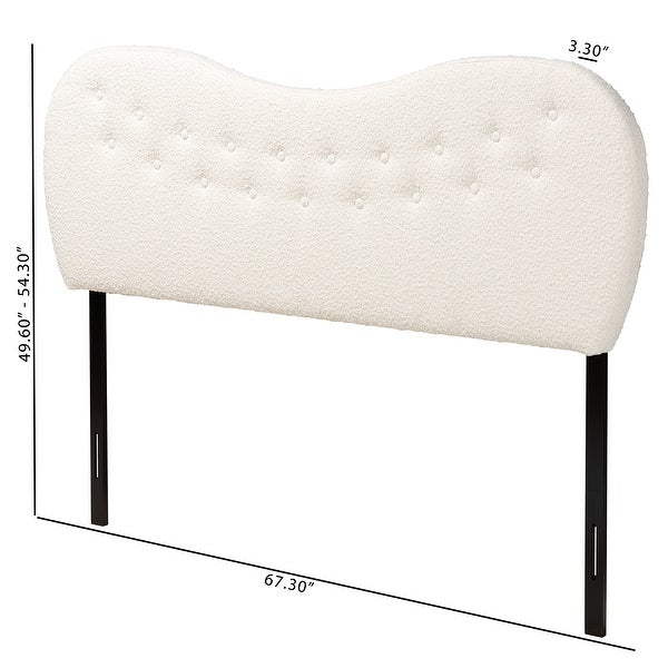 Brantley Modern Cream Boucle Fabric Queen Size Headboard - - 37365528