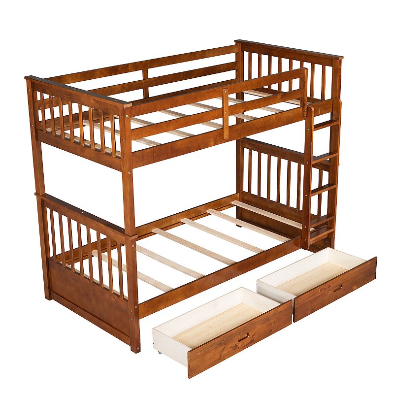 Merax Bunk Bed with Ladders and Two Storage Drawers