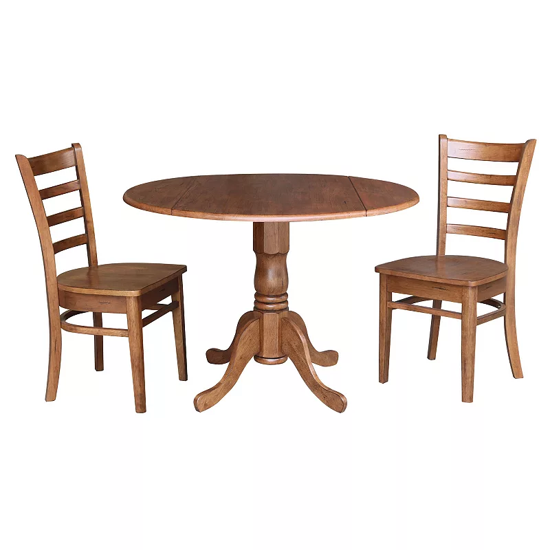 International Concepts 42-in. Drop-Leaf Table and Chairs 3-piece Set