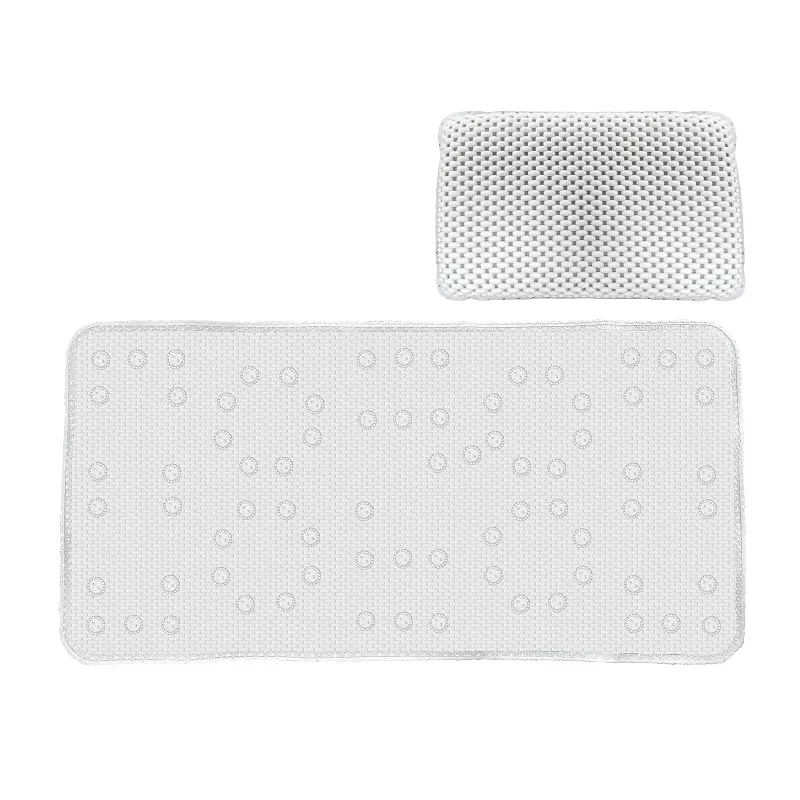 Popular Bath 2-piece Waffle Tub Mat and Spa Pillow Set