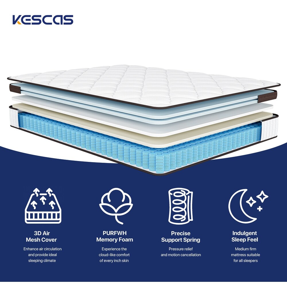 Kescas10 inch Luxury Medium Firm Memory Foam Mattress