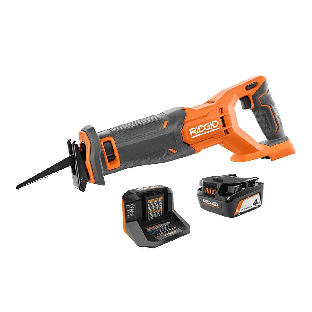 RIDGID 18V Cordless Reciprocating Saw Kit with 4.0 Ah Battery and Charger R8646KN