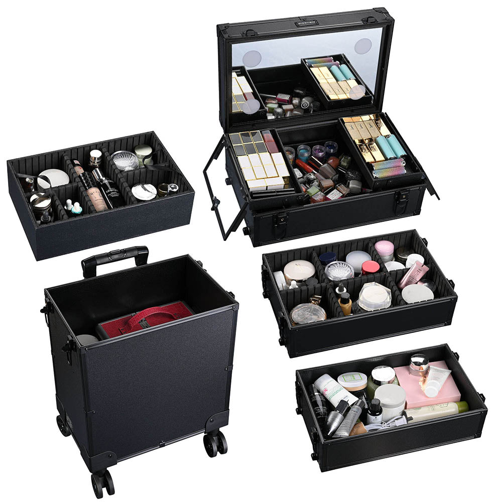 Byootique 4in1 Rolling Artist Makeup Case Touch Light Mirror