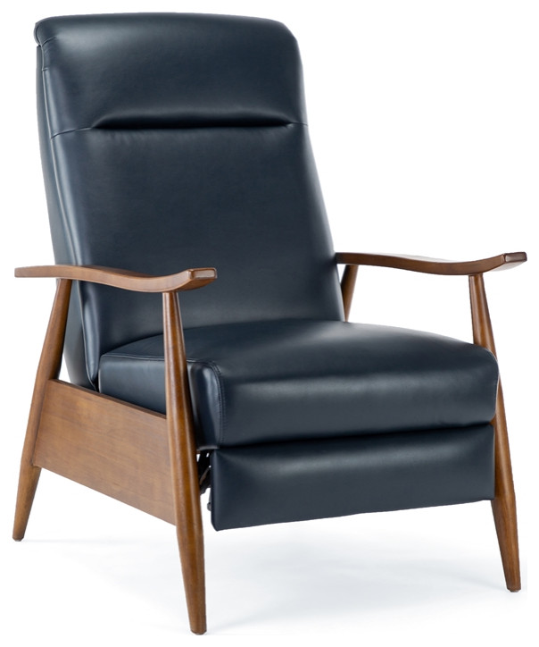 Home Square 2 Piece Faux Leather Wooden Arm Recliner Chair Set in Midnight Blue   Midcentury   Recliner Chairs   by Homesquare  Houzz