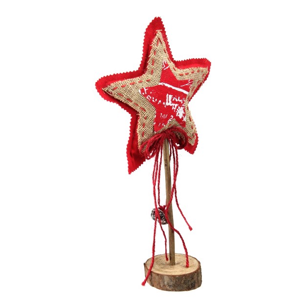 Red And Brown Star With Bells Christmas Tabletop Decoration