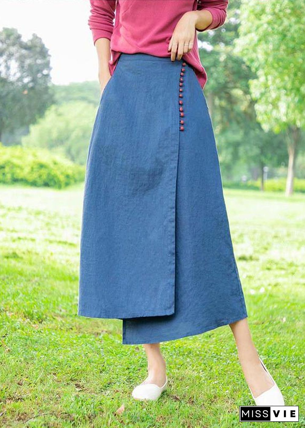 New Retro Blue irregular skirt