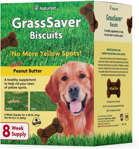 NaturVet GrassSaver Biscuits Peanut Butter Flavored Lawn Protection Supplement for Dogs