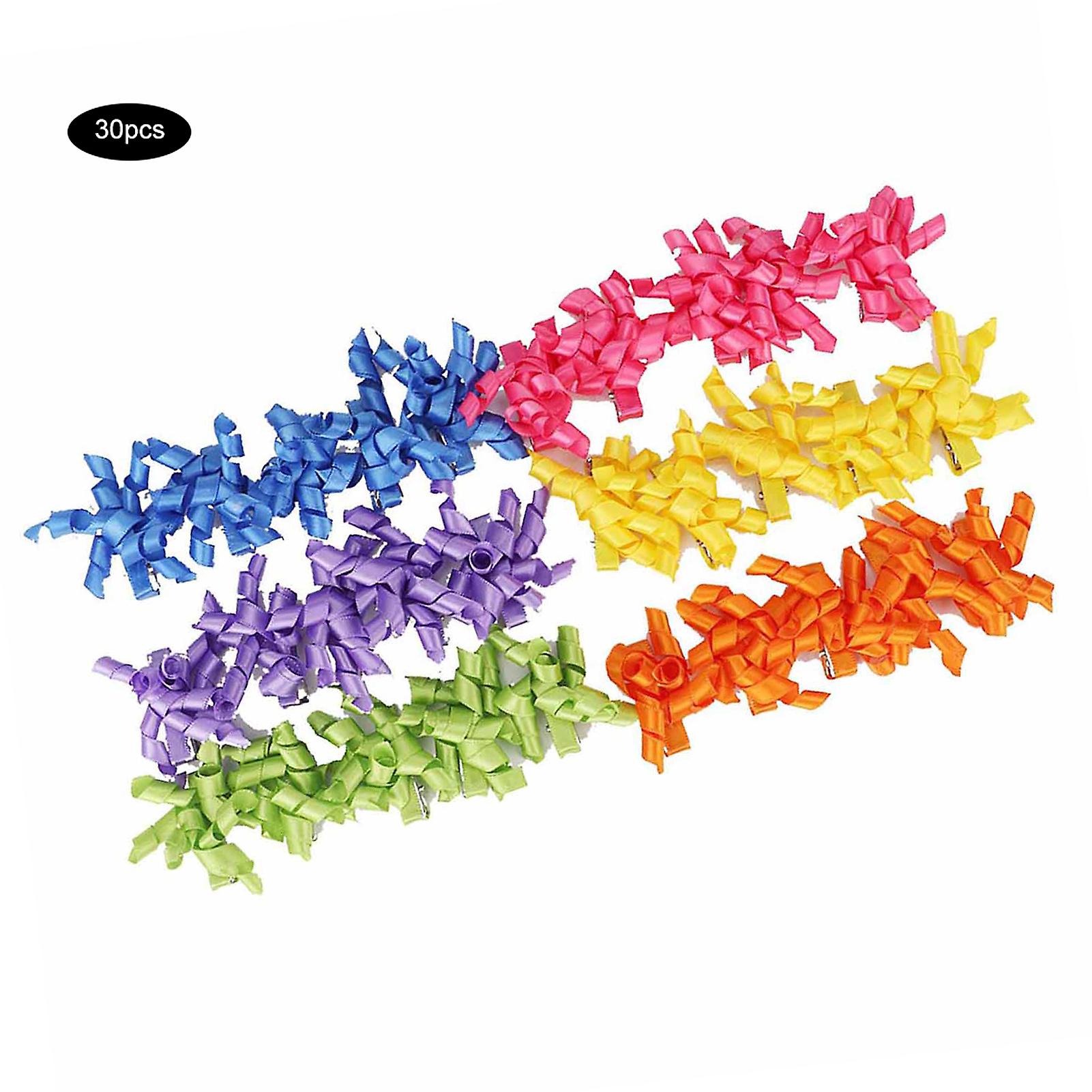 30pcs Polyester Pet Curly Ribbon Hair Clips Accessories Grooming Hairpins For Dog Cat Puppy