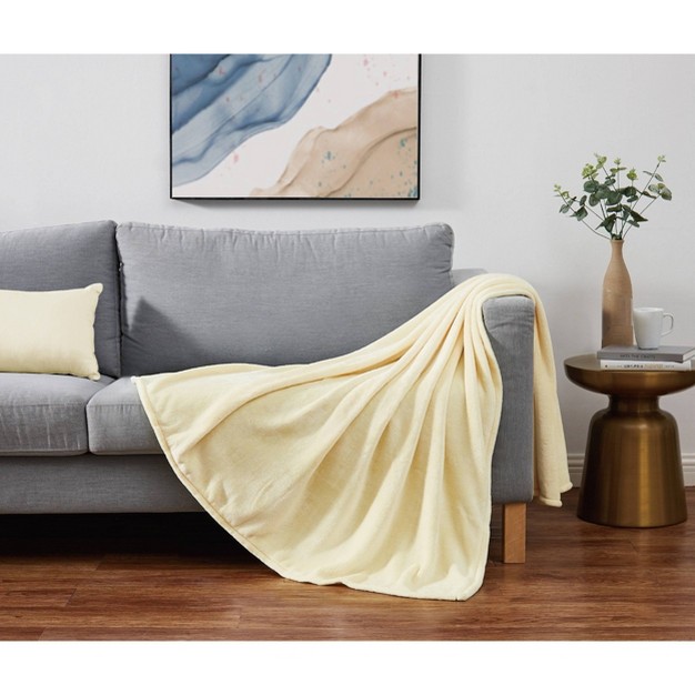 Solid Plush Throw Blanket Yellow Cannon