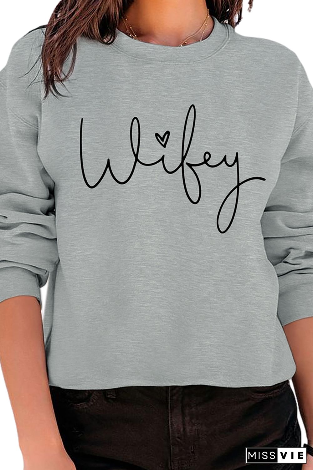 Wifey Print Long Sleeve Sweatshirts Women Wholesale