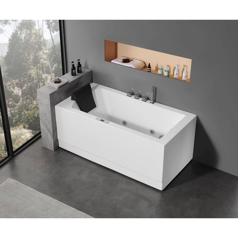 EAGO 60 in. Acrylic Flatbottom Whirlpool Bathtub in White AM154ETL-R5