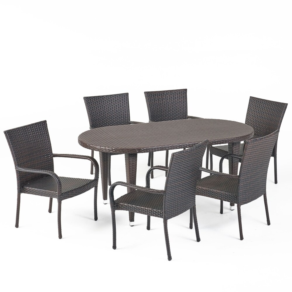 Sophia Outdoor 7 piece Oval Wicker Dining Set by Christopher Knight Home