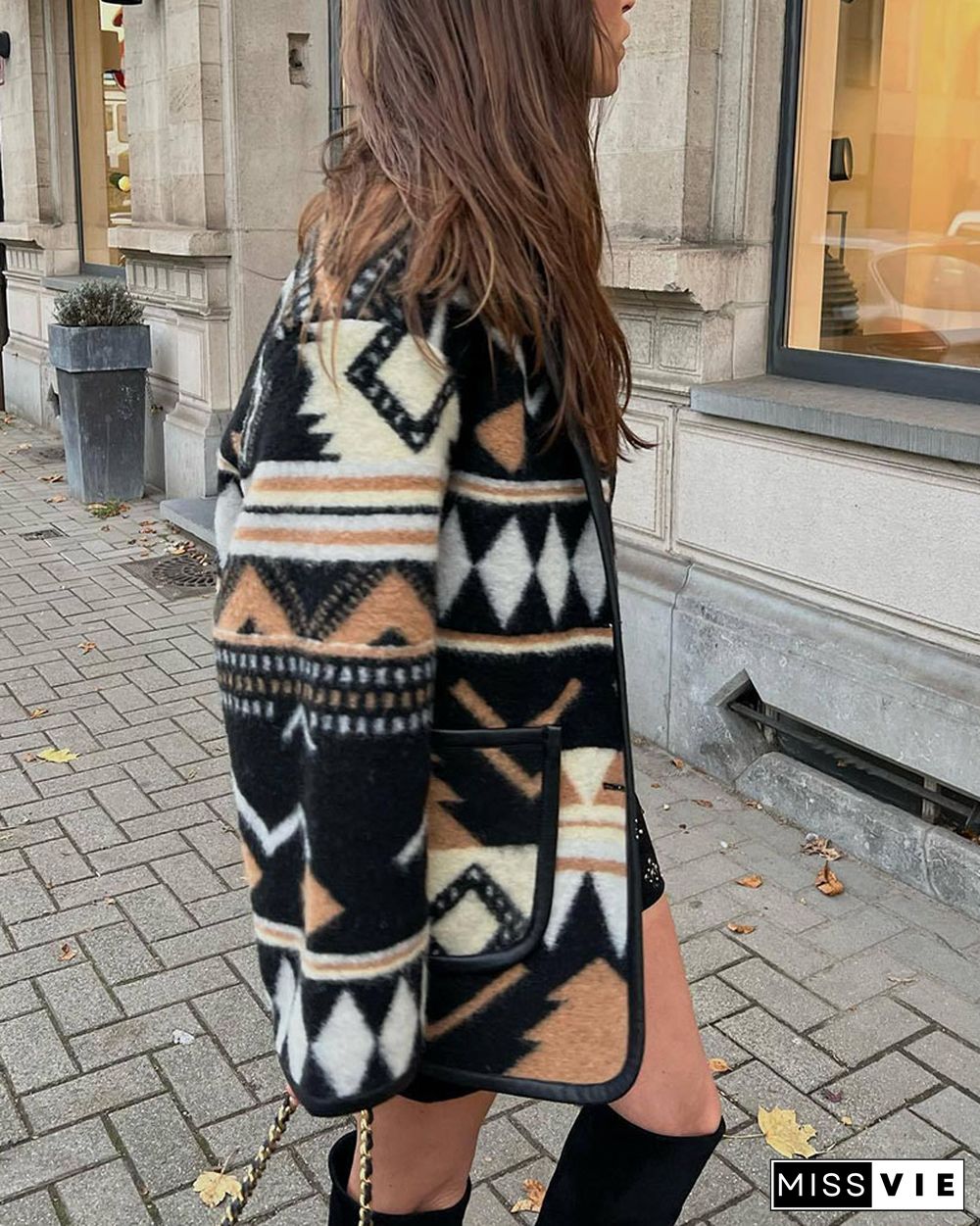 Fashionable printed woolen short jacket